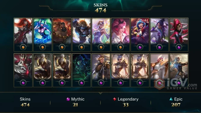 EUW - 392 LVL - 553 Skins/Chromas - 21 Mythic - Prestige DRX Aatrox - Prestige La Ilusión Renata Glasc - Prestige Project: Zed - DY166