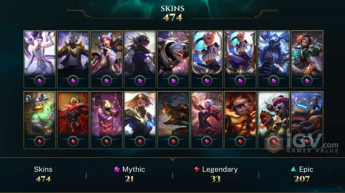EUW - 392 LVL - 553 Skins/Chromas - 21 Mythic - Prestige DRX Aatrox - Prestige La Ilusión Renata Glasc - Prestige Project: Zed - DY166