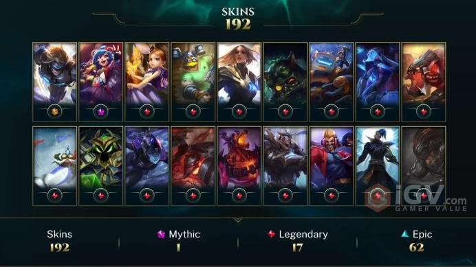 LAS - UNRANKED - 166 Champ - 192 Good Skins(1 Ultimate, 1 Mythic, 17 Legendary, 62 Epic) - 46K BE - S3 ACC - HANDMADE - FULL ACCES- CHEAP