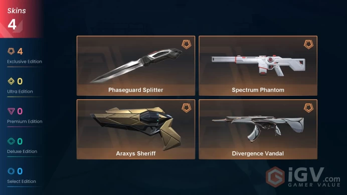 Eu-Europe | Phaseguard Splitter | Divergence Vandal | Spectrum Phantom | Araxys Sheriff | 5 Skins | Level 20 | Full Access
