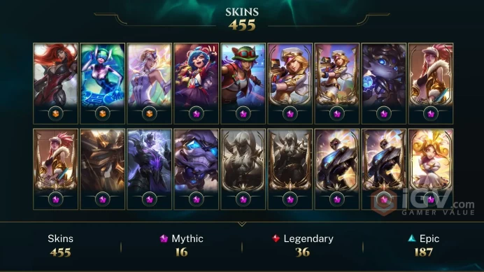 EUW - 550 Skins/Chromas - 16 Mythic - Top Main - Prestige Blood Moon Aatrox - Prestige Mecha Kingdoms Garen - Prestige K/DA Akali - DY169