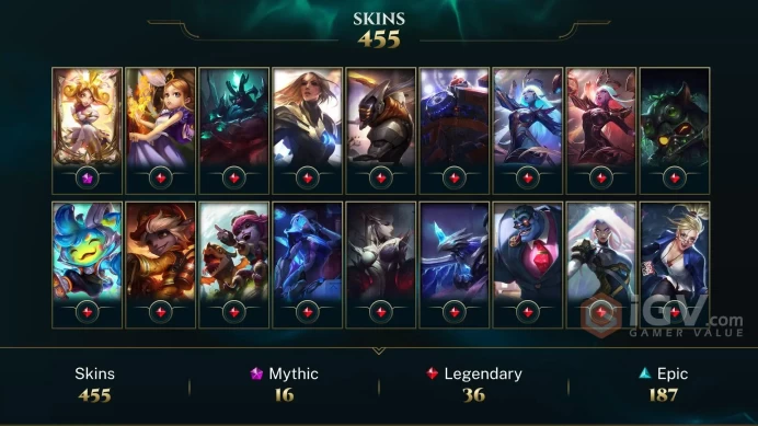 EUW - 550 Skins/Chromas - 16 Mythic - Top Main - Prestige Blood Moon Aatrox - Prestige Mecha Kingdoms Garen - Prestige K/DA Akali - DY169