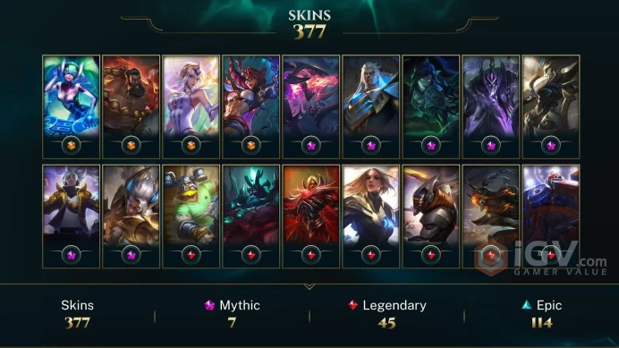 EUW - 431 Skins/Chromas - All Champions - 7 Mythics - Prestige True Damage Yasuo - Prestige Obsidian Dragon Sett - Dark Star Cho'Gath - DY180