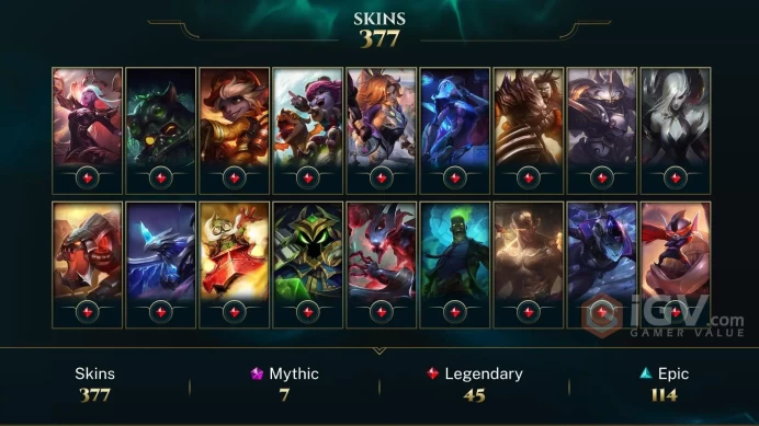 EUW - 431 Skins/Chromas - All Champions - 7 Mythics - Prestige True Damage Yasuo - Prestige Obsidian Dragon Sett - Dark Star Cho'Gath - DY180