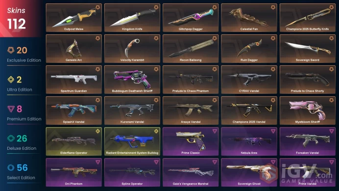 Na-Usa-Can | Champions 2025 Bundle | Ruin Dagger | Celestial Fan | Kuronami Vandal | Elderflame Operator | 112 Skins | Level 278 | Full Ac