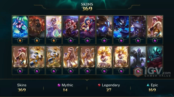 EUW - 271 LVL - 370 Skins - All Champions - 14 Mythics - Ashen Knight Pyke - Hextech Poppy - Prestige K/DA Akali - Prestige K/DA Kai'Sa - DY182