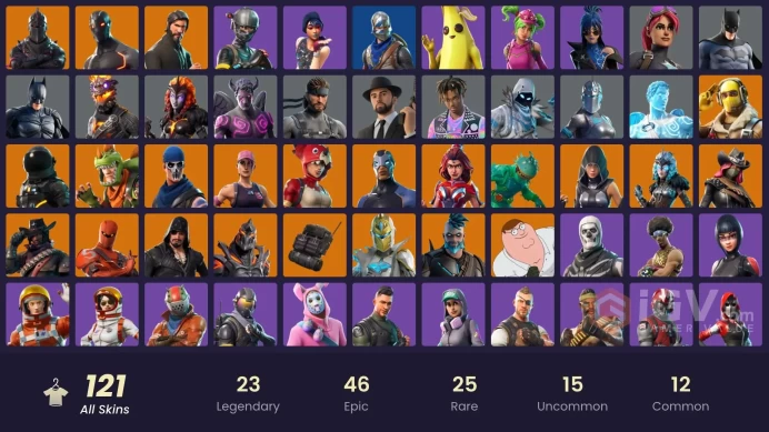 FA / 118 SKINS / BLACK KNIGHT / SPARKLE SPECIALIST / THE REAPER / BLUE SQUIRE / ROYALE KNIGHT / ELITE AGENT / OG STW
