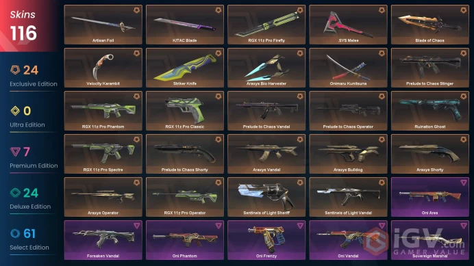 EU - 115 Skins > Onimaru Kunitsuna  Prelude to Chaos Vandal RGX 11z Pro Firefly Forsaken Vandal Araxys Vandal Blade of Chaos  99060569