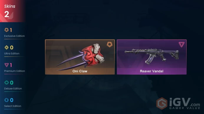 [EU] 2 SKINS | Oni Claw  | Reaver Vandal | ~ 5,325 VP Inventory value