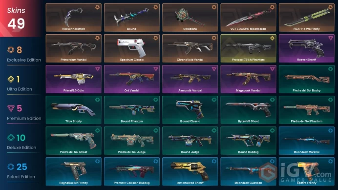 EU | VCT LOCK//IN Misericórdia, Reaver Karambit, RGX Firefly, Primordium Vandal, Oni Vandal, Aemondir Vandal, Protocol Phantom, Reaver Sheriff