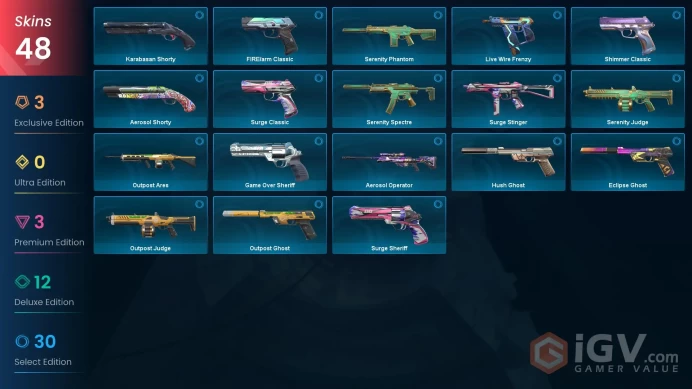 Sea-AP | Ruin Dagger | Reaver Vandal | Singularity Phantom | Prime Spectre | 730 Radianite Points | 48 Skins | Level 254 | Full Access