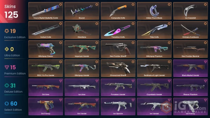 Na-Usa-Can | Oni 2.0 Bundle | Ion 2.0 Bundle | Neo Frontier Sheriff | RGX 11z Pro Vandal | Reaver Phantom | 125 Skins | Level 272 | Full Access