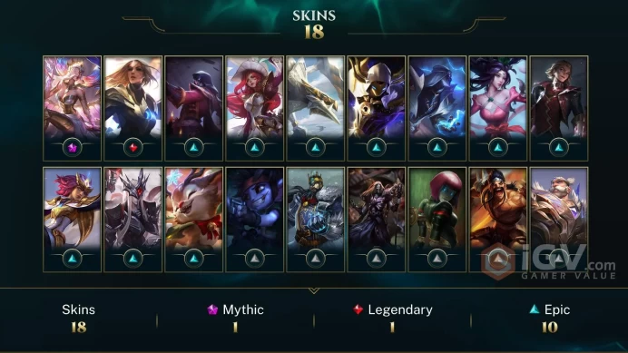 EUW / PLATIN 3(10LP) - 58 Champ - 18 Good Skins (1 Mythic, 1 Legendary, 10 Epic) - 2.8K BE - HANDMADE - UNVERIFIED MAIL- FULL ACCES -CHEAP