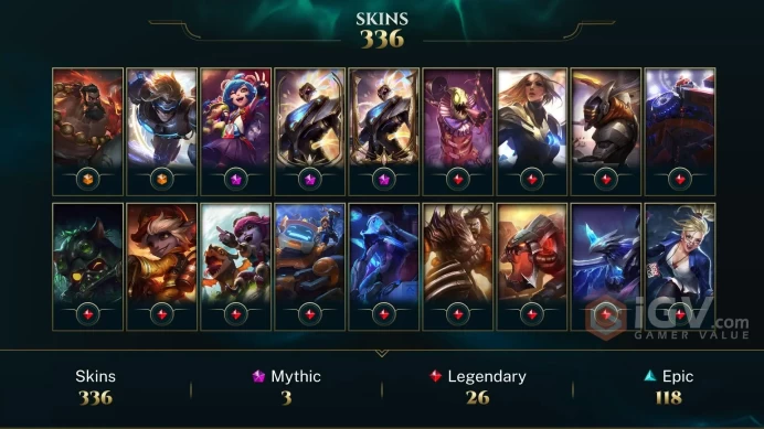 EUW - 336 Skins ~ All Champs - Prestige Pulsefire Thresh - Dark Star Thresh - God-King Darius - Dunkmaster Darius - Star Guardian Kai'Sa DY189