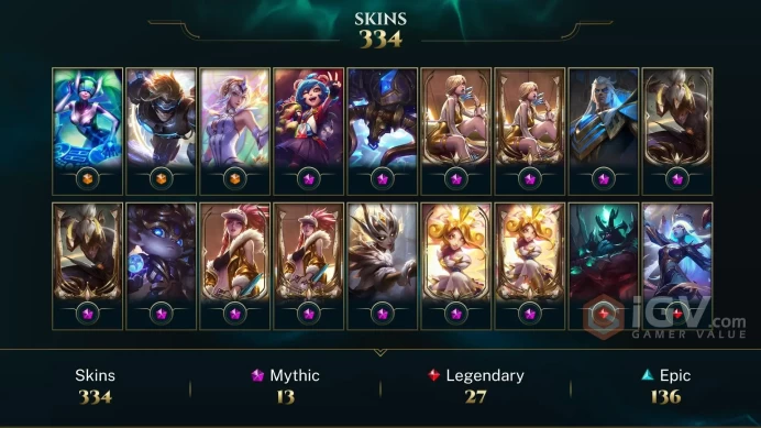 EUW - Platinum 2024 - 432 Skins/Chromas - 13 Mythics - Prestige K/DA Akali - Prestige K/DA Evelynn - Prestige Nightbringer Lee Sin - DY190
