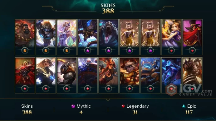 EUW - 430 Skins/Chromas - All Champions - Prestige K/DA Ahri - Hextech Alistar - Hextech Renekton - Nightbringer Yasuo - Odyssey Kayn - DY21