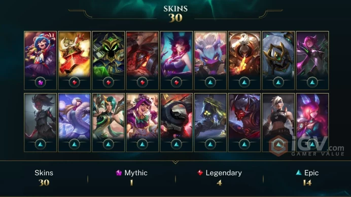LAS UNK I RANKED READY I FRESH I 31 SKIN I 50 CHAMP I FULL ACCES I INSTANT DELIVERY I SAFETY