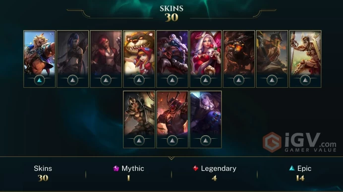 LAS UNK I RANKED READY I FRESH I 31 SKIN I 50 CHAMP I FULL ACCES I INSTANT DELIVERY I SAFETY