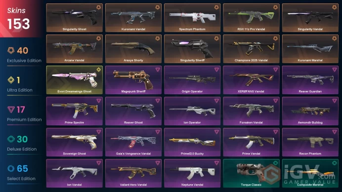 EU/ TUR 156090 Spent VP VCT 2025 Karambit Champions 2025 Vandal Ayakashi Phantom Evori Dreamwings Ghost Recon Phantom Prime Vandal Kuronami no Y