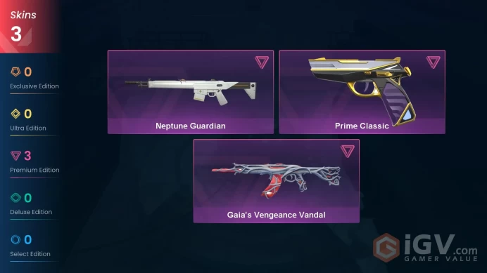 EU | 3 skins | Gaia's Vengeance Vandal | Prime Classic | Neptune Guardian | Y7806