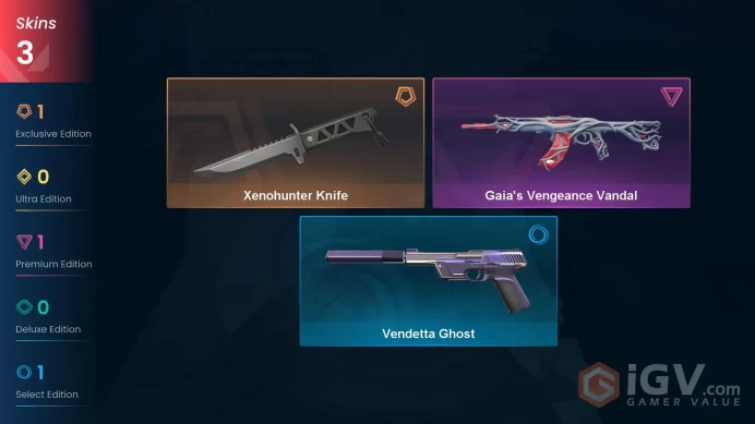 [EU] 3 SKINS | Xenohunter Knife | Gaia's Vengeance Vandal | Vendetta Ghost ~ 5,325 VP Inventory value