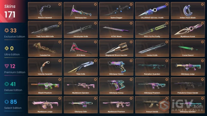 [EU] Valorant 171 Skins Full Access