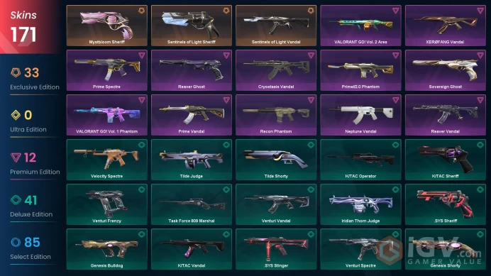 [EU] Valorant 171 Skins Full Access