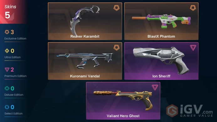 Na-Usa-Can | Reaver Karambit | Kuronami Vandal | BlastX Phantom | Valiant Hero Ghost | Ion Sheriff | 5 Skins | Level 20 | Full Acc