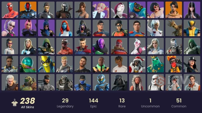 Fortnite Account [PC] 238 skins | Tart Tycoon | Snap | Hades | The Foundation | Ronin | Menace | Spire Assassin | The Imagined | The Origin | Om