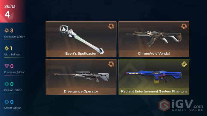 Na-Usa-Can | Evori's Spellcaster | Chronovoid Vandal | Radiant Entertainment System Phantom | Divergence Operator | 4 Skins | Level 20 | Full Ac