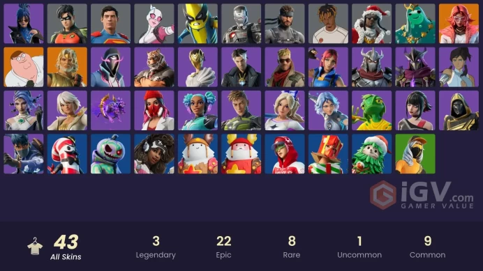 Fortnite Account [PC] 43 skins | Florin | Valeria | Zeus | Peter Griffin | Poseidon | Peelverine | Gwenpool | War Machine | Solid Snake | Santa 