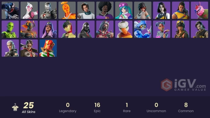 Fortnite Account [PC] 25 skins | Apprentice Evie | Venom | Gwenpool | War Machine | Inferno Skeleton Balvin | LBC '93 Dogg | Rubius | Neko Hatsu