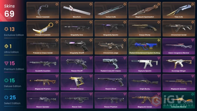 Eu Server - 27 Paid Skins -Reaver Set - Mage Punk Set - WaveForm - ChronoVoid Vandal - Chaos Vandal - FULL ACCESS