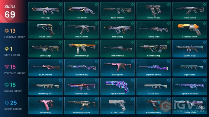 Eu Server - 27 Paid Skins -Reaver Set - Mage Punk Set - WaveForm - ChronoVoid Vandal - Chaos Vandal - FULL ACCESS
