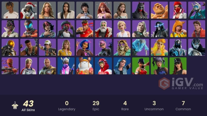 Fortnite Account [PC] 43 skins | Kim Kardashian | Mariah Carey | Rockstar LISA | Santa Dogg | Chappell Roan | Slayer Juice WRLD | 800 VB 