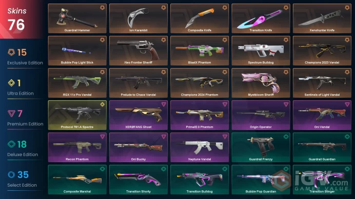 EU/TR %50 Cheap VP - Champions 23 Vandal - Champions 24 Phantom - RGX Vandal - Chaos Vandal - BlastX Phantom - Ion Karfambit - FULL ACCESS