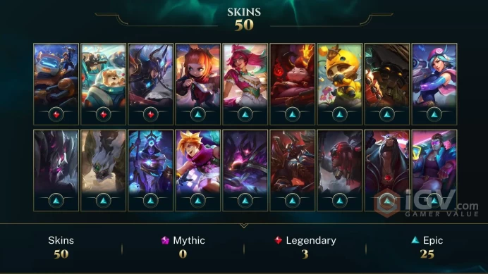 EUW - 202 LVL - 50 Skins - 80% of All Champions - 50k Blue Essence - Dawnbringer Yone - Little Devil Fizz - Little Devil Teemo - Porcelain Lux -