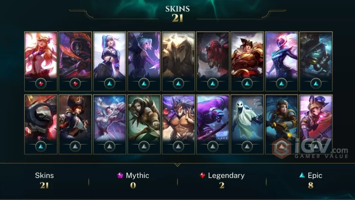 EUW / IRON 1 %0WR - 61 Champ - 21 Perfect Skins ( 2 Legendary, 8 Epic) - 19K BE - HANDMADE - FULL ACCES -CHEAP