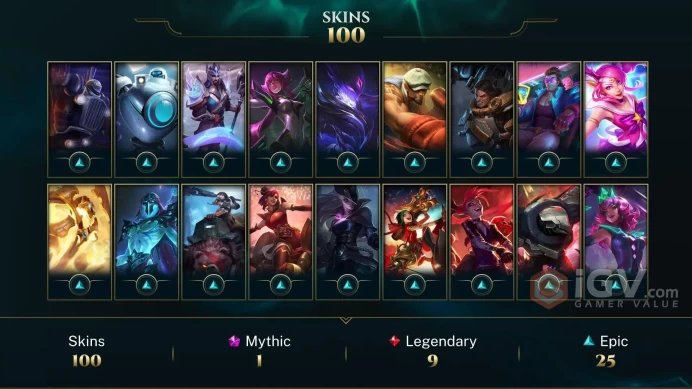 LAS - 254 LVL - 100 Skins - Gun Goddess Miss Fortune - Battle Academia Ezreal Border - Pulsefire Caitlyn - Battle Boss Qiyana Chroma - MY137