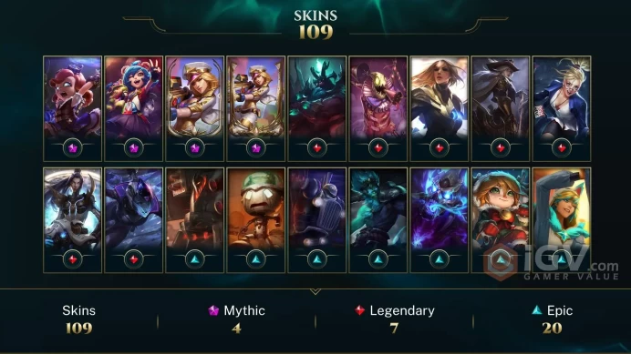 LAS - LVL 100 - 109 Skins - Prestige Arcade Caitlyn - Pulsefire Caitlyn - High Noon Ashe - Victorious Graves Chromas 3/3 - FULL ACCESS - MY133