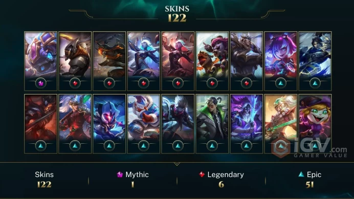 LAN - LVL 86 - GOLD S5 - 122 Skins - Victorious Lucian - Victorious Skins - Hextech Kog'Maw - Heavenscale Master Yi - Firecracker Diana - MY126