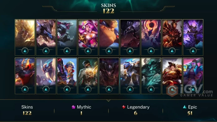 LAN - LVL 86 - GOLD S5 - 122 Skins - Victorious Lucian - Victorious Skins - Hextech Kog'Maw - Heavenscale Master Yi - Firecracker Diana - MY126