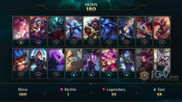 LAN ~All Champions - 180 Skins - Dawnbringer Soraka - Worlds 2013 Thresh Chroma - 3/3 K/DA All Out Seraphine - Little Devil Fizz - Beta Icon - M