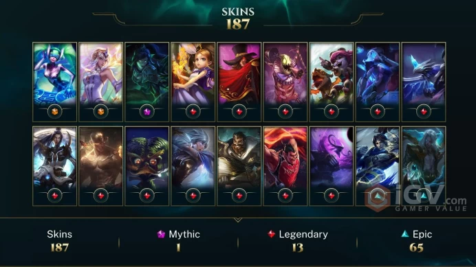 FULL ACCESS - 187 SKINS - Almost All Champions - Soulstealer Vayne - Elementalit Lux - Santinel Graves - DJ Sona - RARE SKINS - Silver 2017 - MY