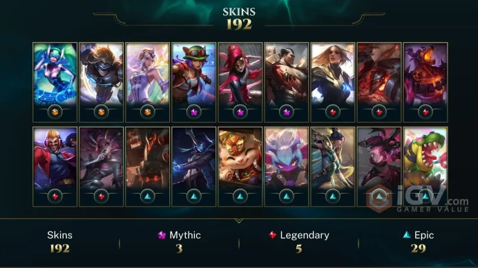 EUW - All Champions ~ 200 Skins - Prestige Masque of The Black Rose Katarina - Prestige Triumphant General Darius - Vengeful Wraith Icon - RARE