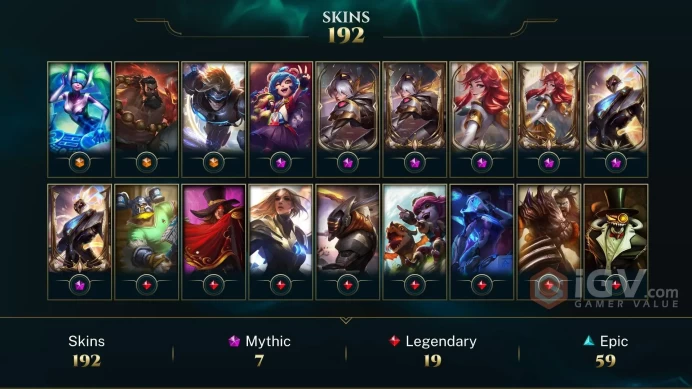 NA ~ 200 Skins - Almost All Champions - Prestige PROJECT: Irelia - Prestige Battle Academia Lux - Prestige Pulsefire Thresh - Full Access - RARE