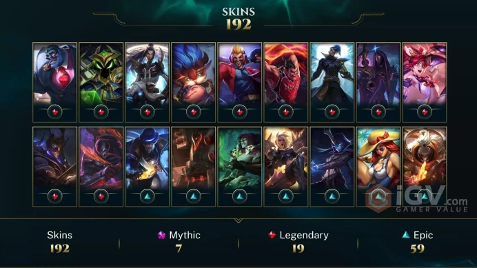 NA ~ 200 Skins - Almost All Champions - Prestige PROJECT: Irelia - Prestige Battle Academia Lux - Prestige Pulsefire Thresh - Full Access - RARE