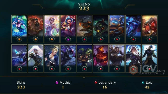 OCE - LVL 99 - 223 SKINS - Almost All Champions - Nightbringer Yasuo - Project Pyke Chroma - Odyssey Kayn - Inkshadow Master Yi - Full Access - 