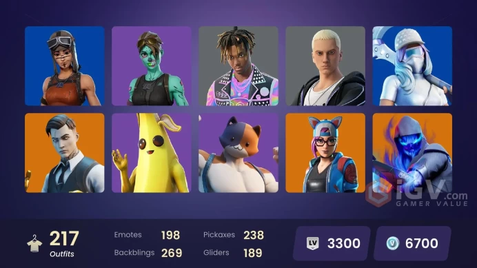 (PC PSN XBOX) 217 skins | Renegade Raider | Gold Midas | Gold Brutus | The Champion | Catalyst | The Ice King | Vendetta | Blackheart | The Orig