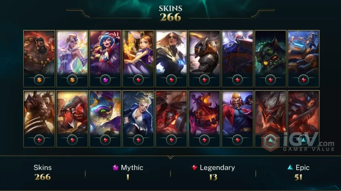 ME ~ All Champions ~ 300 Skins/Chromas - Gold 2013 - Jungle Main- Victorious Elise - 8 Victorious Skins - RARE 2012 Icons - Platinum 2019 - MY54